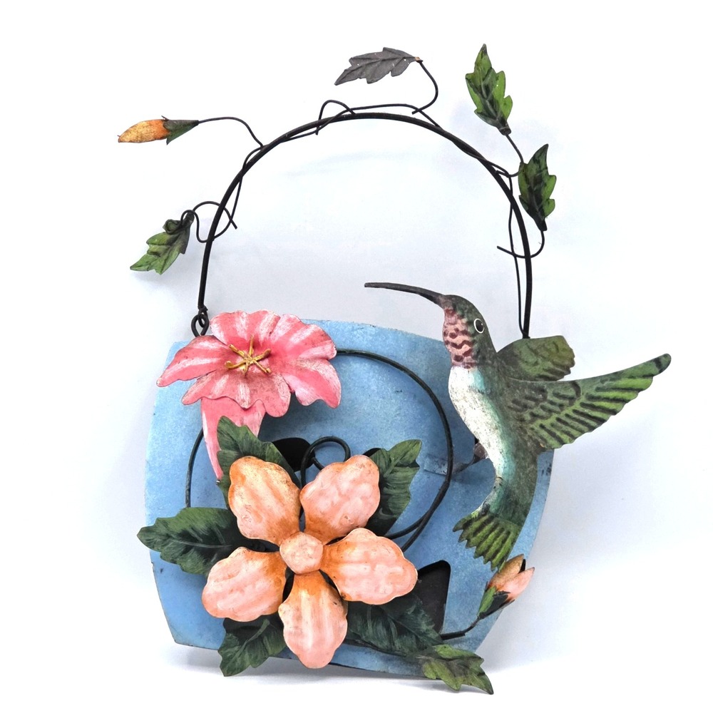 Metal‎ Hummingbird Wall Pocket Wall Art COTTAGECORE Colorful